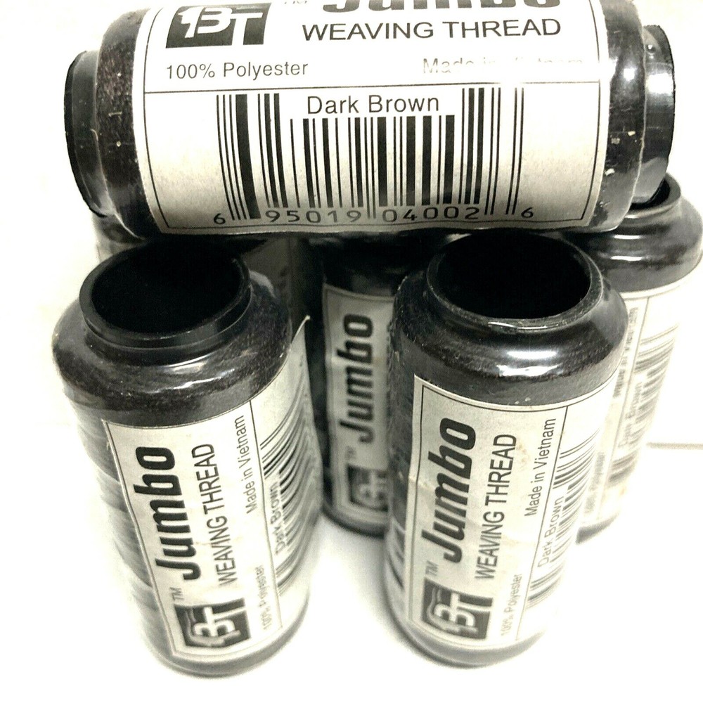 6 DARK BROWN WEAVING THREAD FOR WEFT HAIR BRAID EXTENSIONS 100% POLYSTER