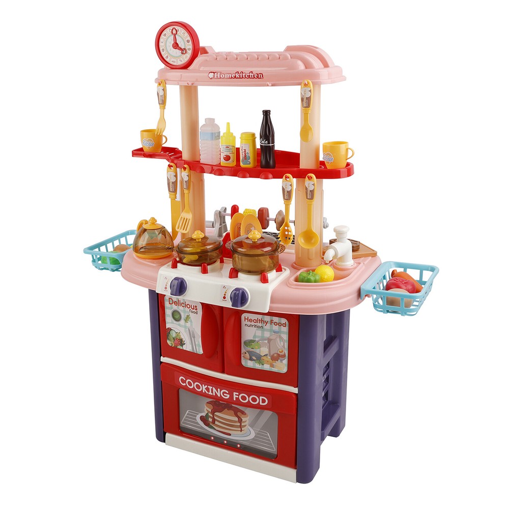 Plastic Tableware Kitchen Set With Sound, Light And Spray Function Kid Toy Gift`