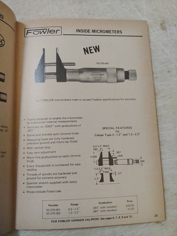 FOWLER PRECISON TOOLS CATALOG 972