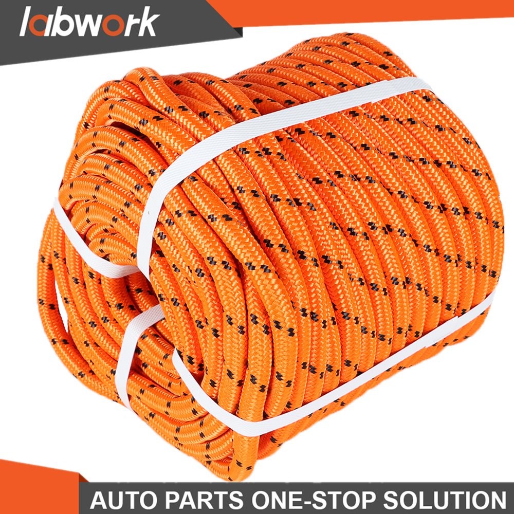 Labwork 1/2"×150' Orange Double Braid Polyester Rope 6180Lbs Breaking Strength