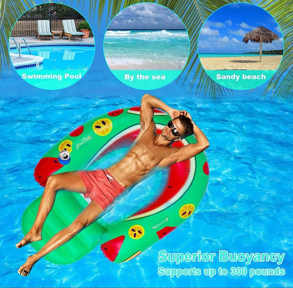 Inflatable Float Lounge Inflatable Pool Float Multi-Purpose Pool Chair 2 Handles