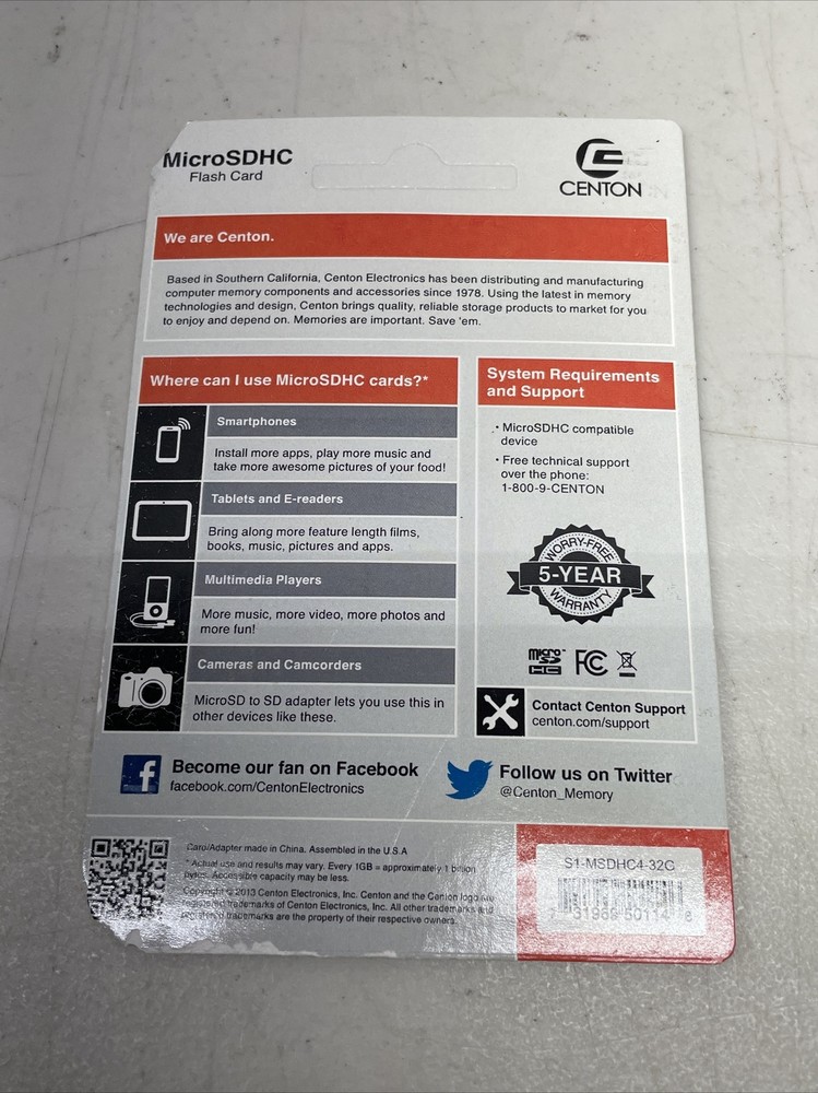 Centon 32GB MicroSDHC Card with SD Adapter