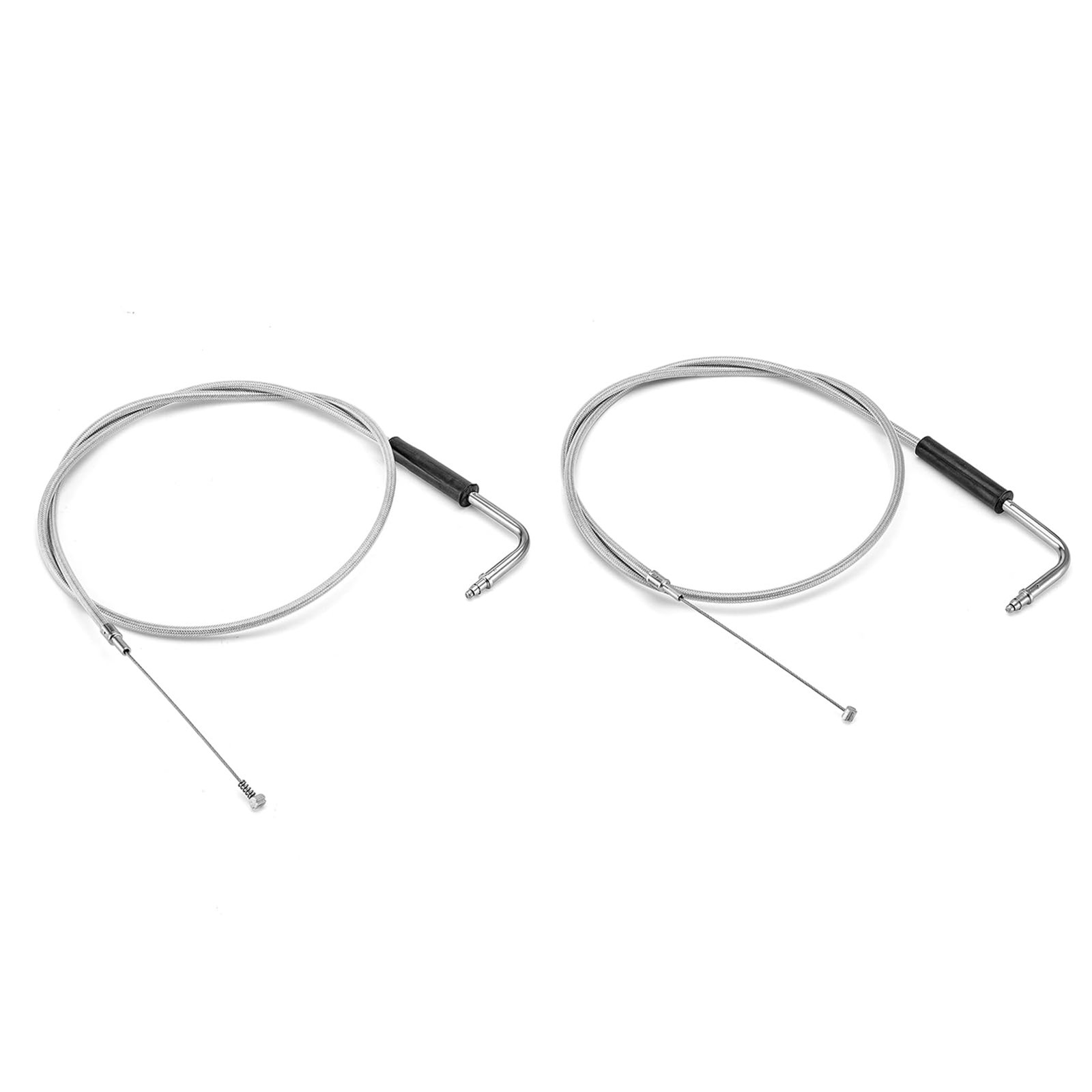 Extended Length Throttle and Idle Cable Kit Compatible with Harley 44 Chrome