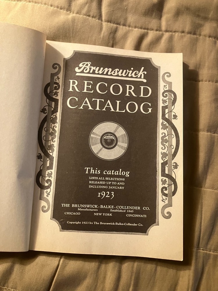 1923 Brunswick Phonograph Records Annual Catalog