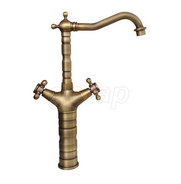 Vintage Retro Antique Brass Swivel Spout Kitchen Sink Faucet Mixer Tap