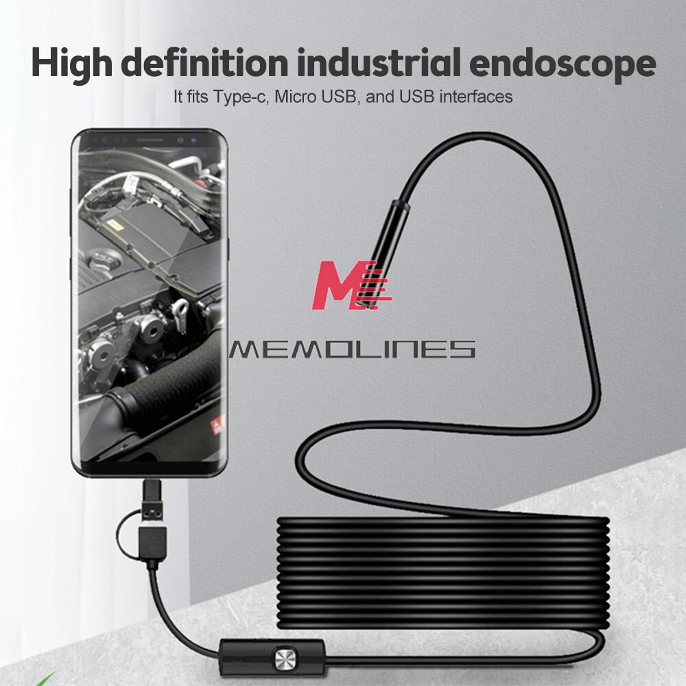 5.5mm HD Endoscope Borescope Inspection Camera W/ 6LED for USB Type-C Android PC