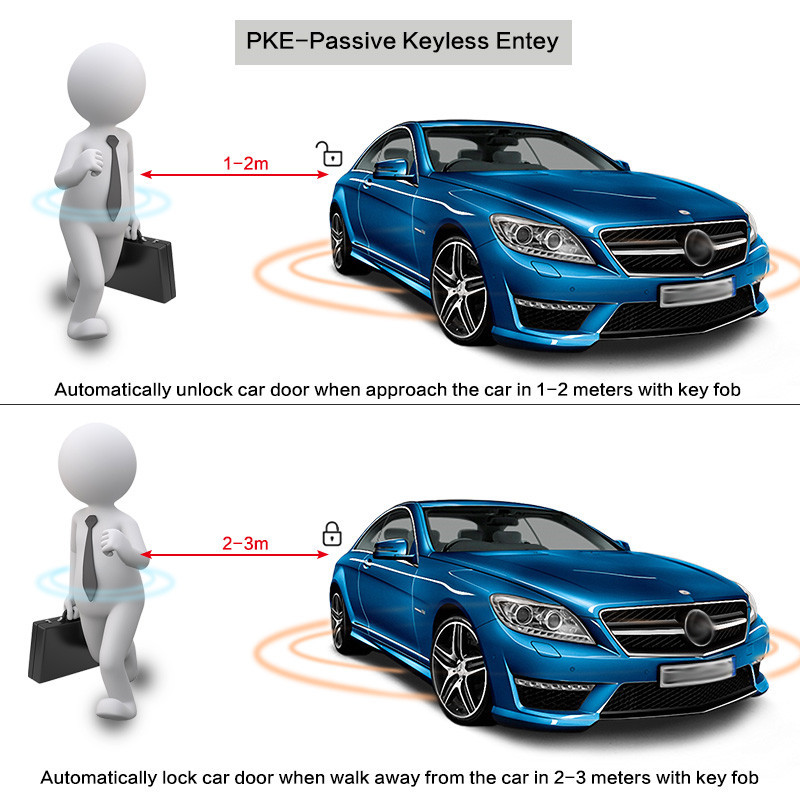 Car Key PKE Passive Keyless Entry Alarm System Push Start Button Remote Engine
