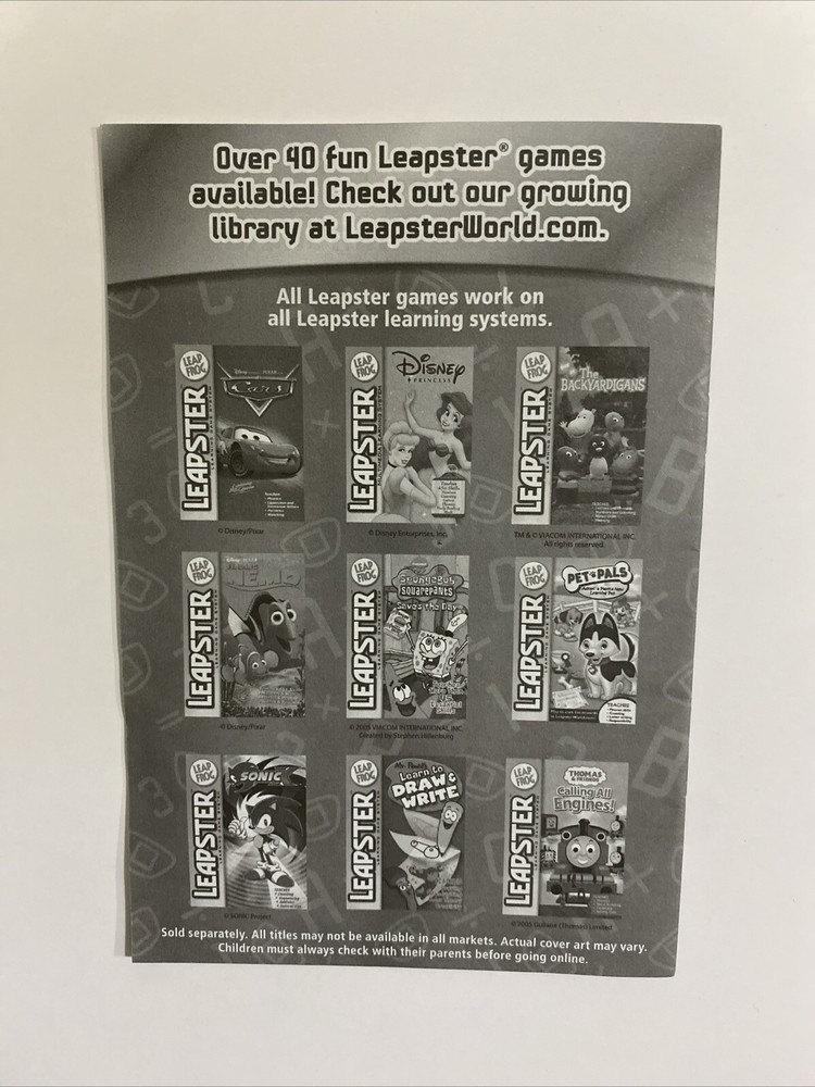 Leap Frog Leapster Learning Game System Parent Guide Instruction Manual Booklet