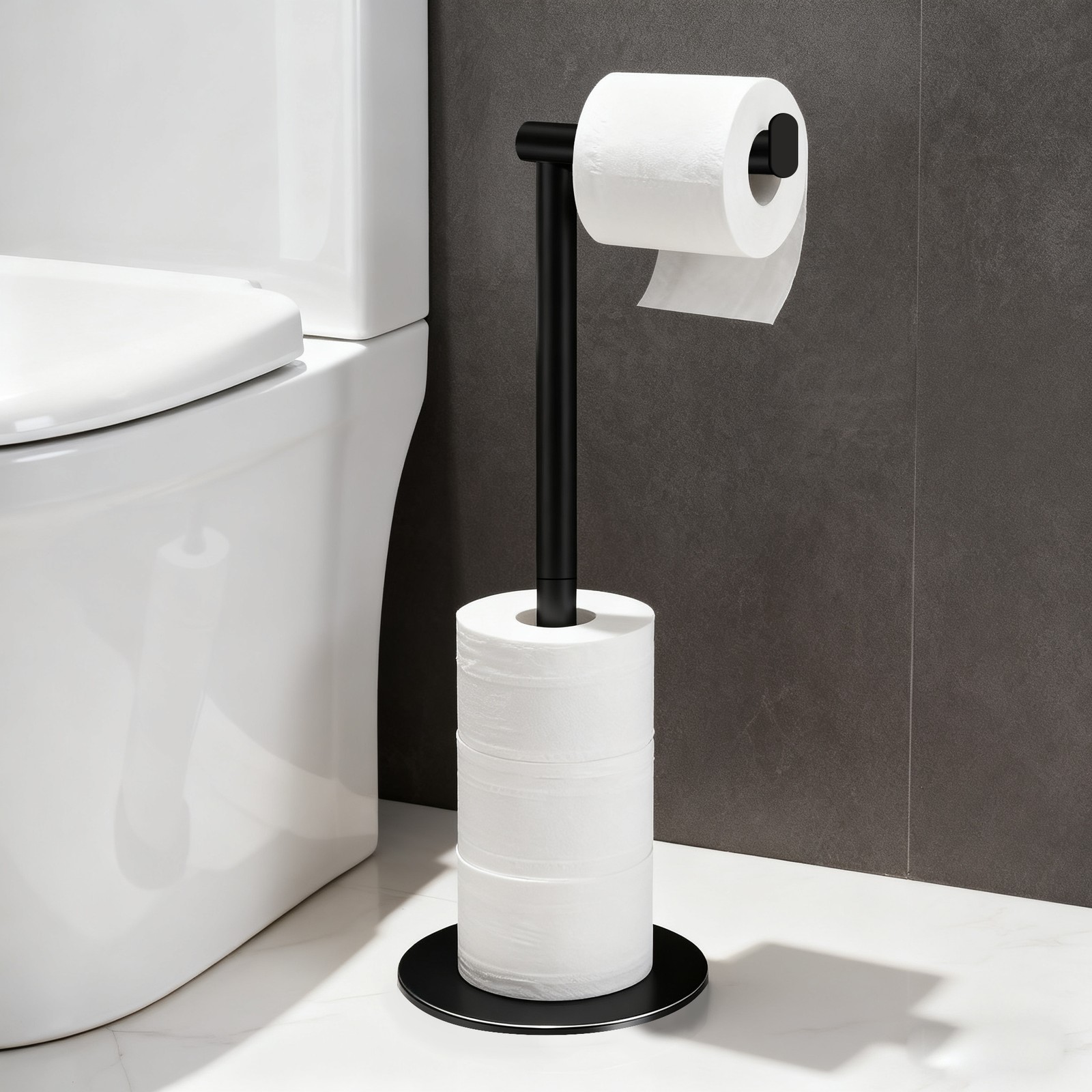 Toilet Paper Roll Holder Stand Freestanding Stainless Steel 24" Towel Rack Home