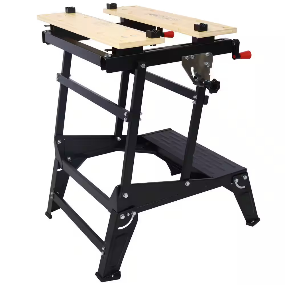 Folding Workbench-Portable Work Table with Adjustable Jaws, Vertical Clamping fo