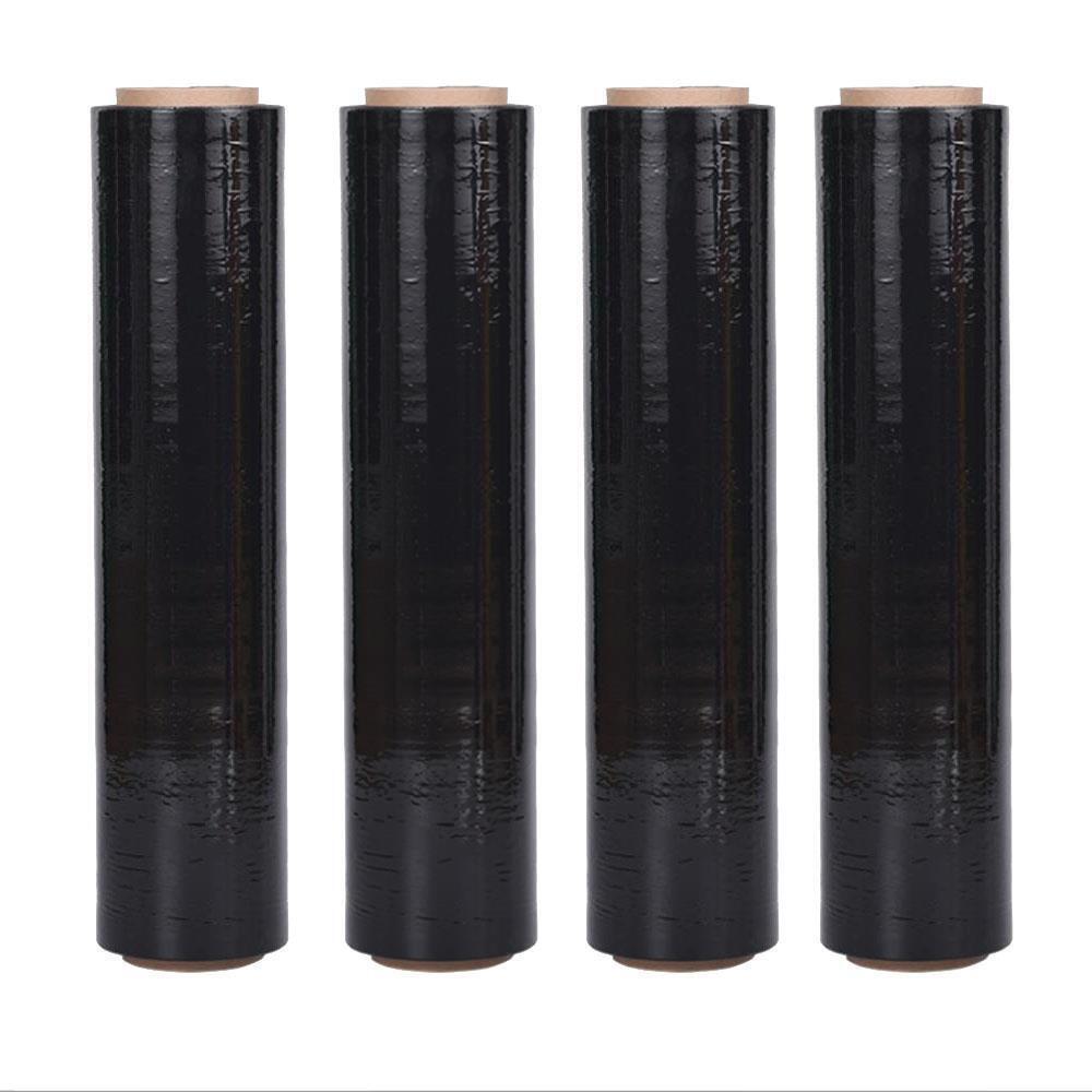 4 Rolls Black 18" x 1500FT Pallet Wrap Stretch Film Hand Shrink Wrap Heavy Duty