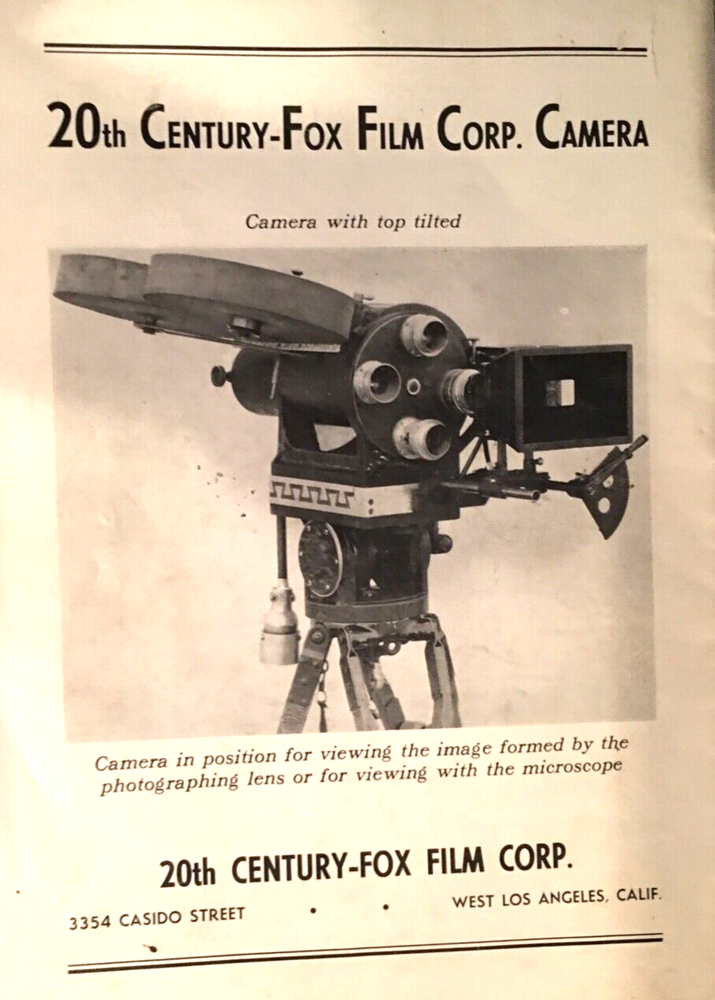 20th Century Fox 35mm Studio Camera Original Working Prototype SN#1 Circa 1930's