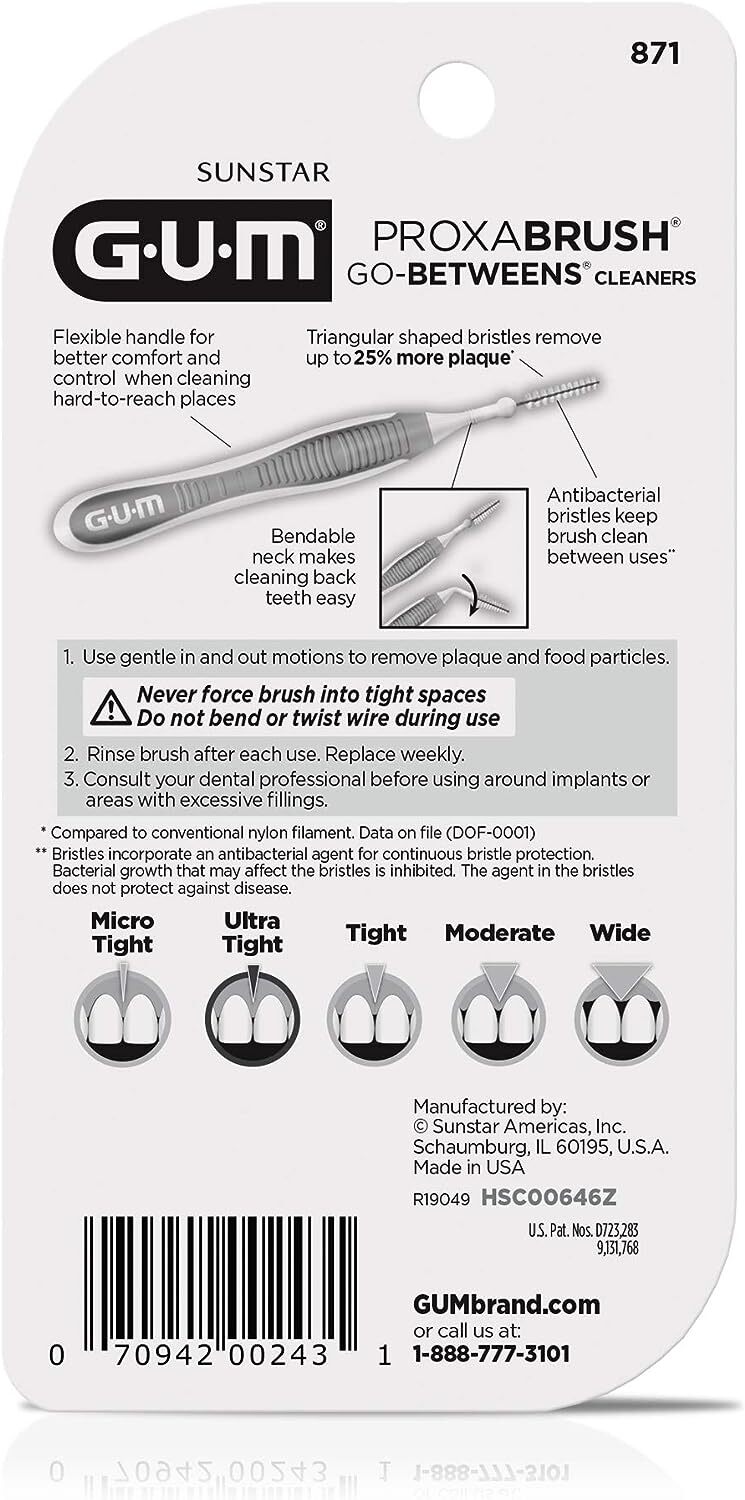 Sunstar GUM Go-betweens Proxabrush Ultra Tight Cleaners 10 ct, 1-6 Pack You Pick