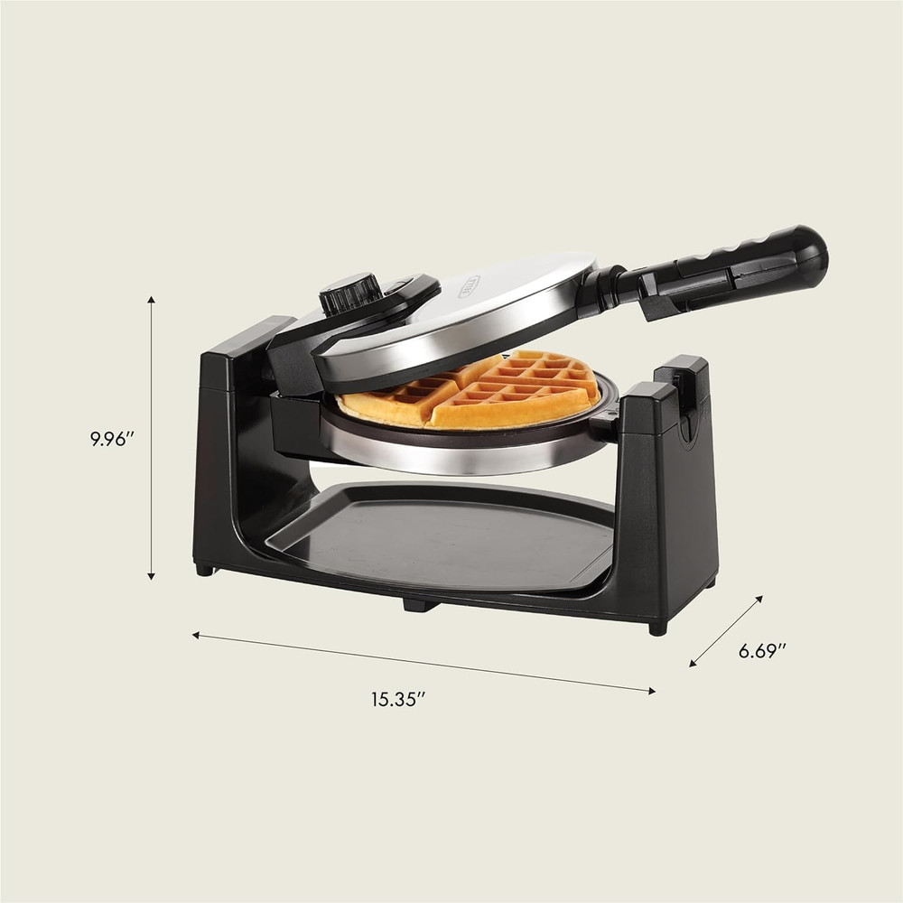 Classic Rotating Belgian Waffle Maker with Nonstick Plates, Removable Drip Tray,