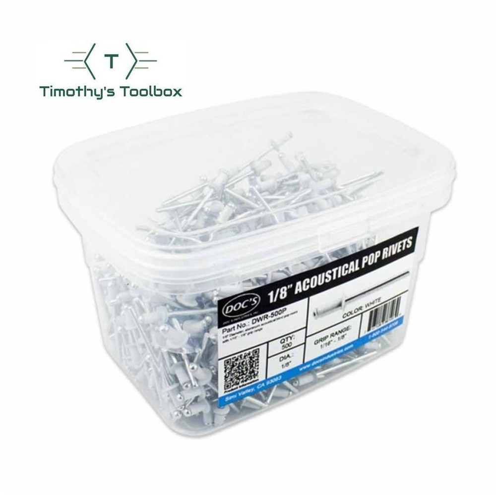 Doc Industries 1/8″ Acoustical Pop Rivets White – 500 Pack
