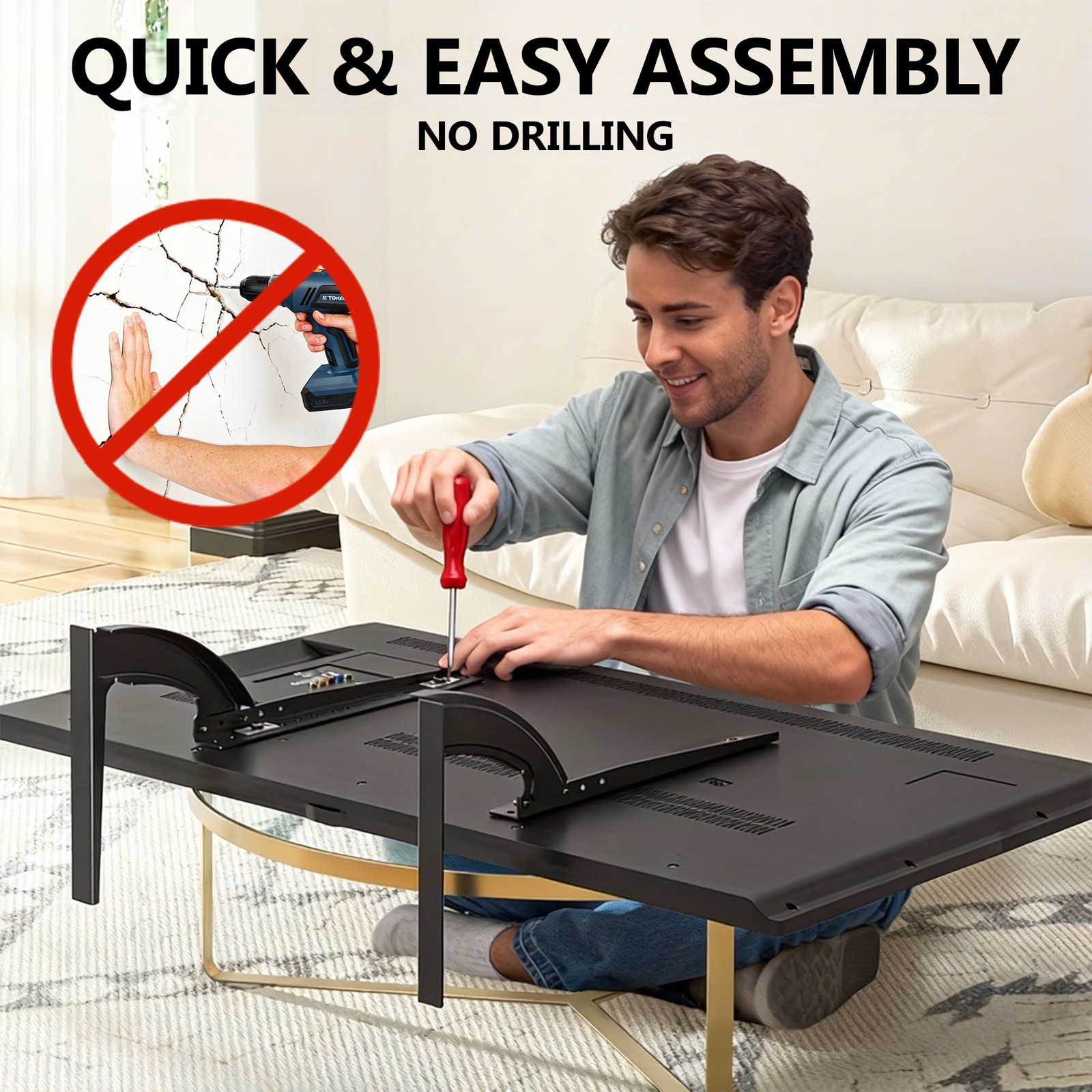 Universal TV Stand Mount for 37-75 Inch Tvs, Height Adjustable Table Top TV Stan