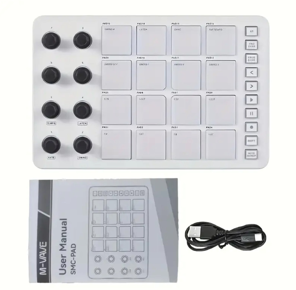 M-VAVE SMC-PAD Wireless MIDI Controller Suitable MINI Percussion USB-C Keyboard