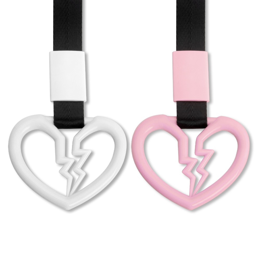 2Pcs Heart Handle Ring Bumper Warning Car Accessory Hand Strap Interior Exterior