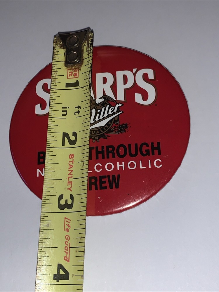 Sharp's Miller Breakthrough Non-Alcoholic Brew Button Pin-back Advertisement