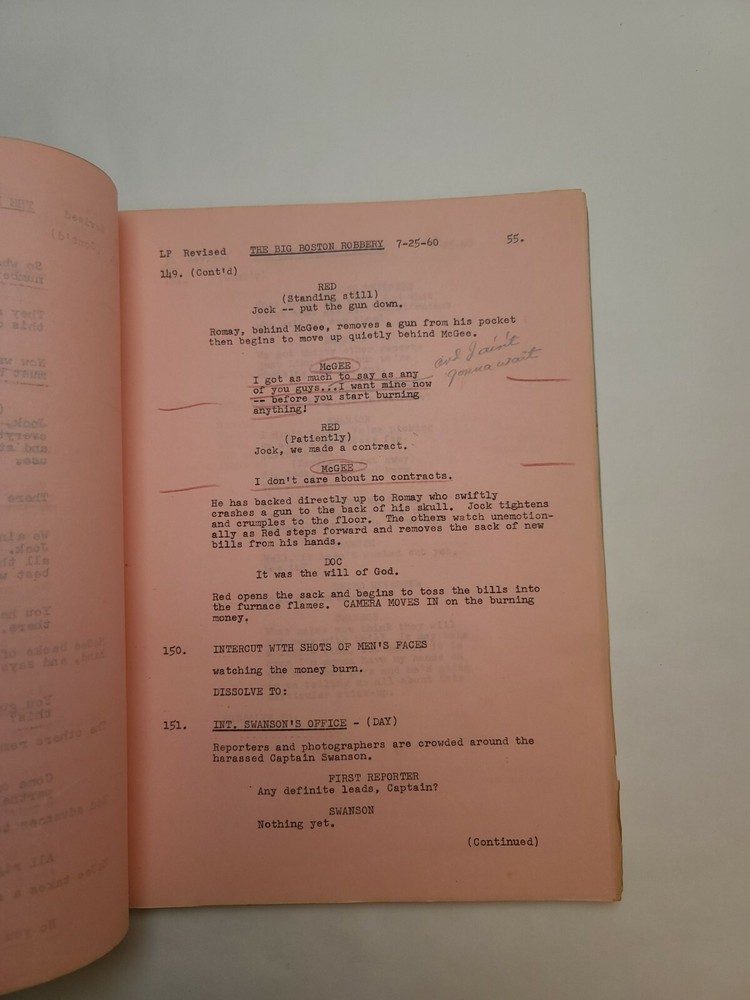 BLUEPRINT FOR ROBBERY / Irwin Winehouse 1960 Screenplay, Joe Conley used script