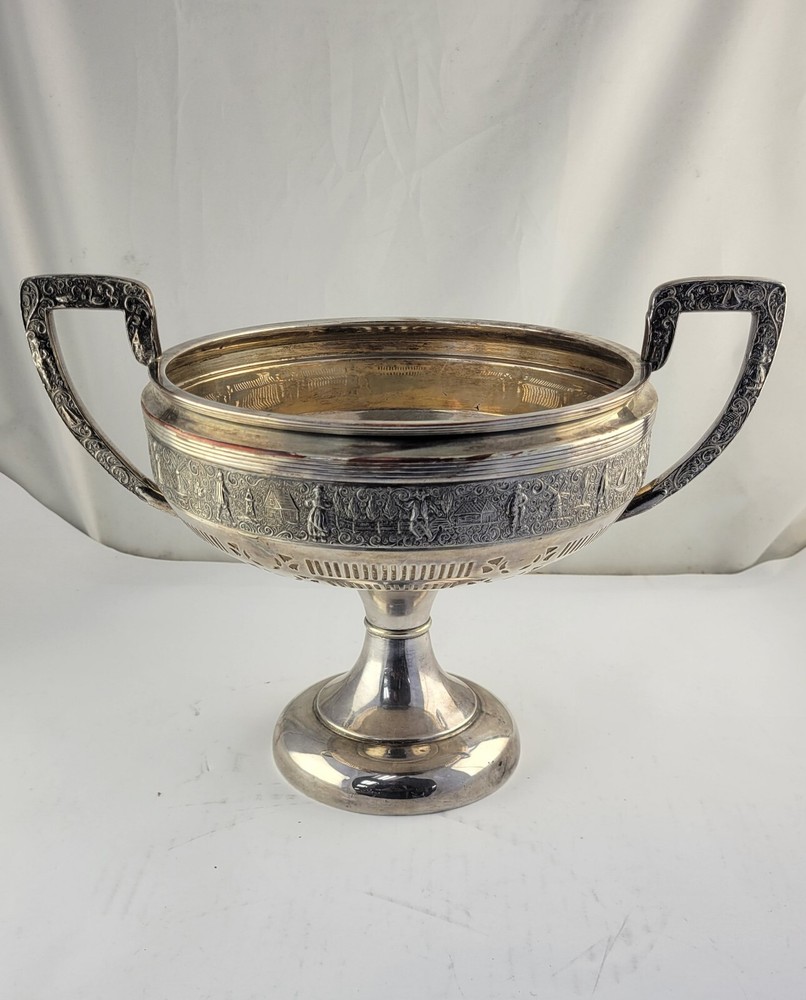 Friedman Silverplate Dutch Scenes Reticulated Repoussé Handled Centerpiece