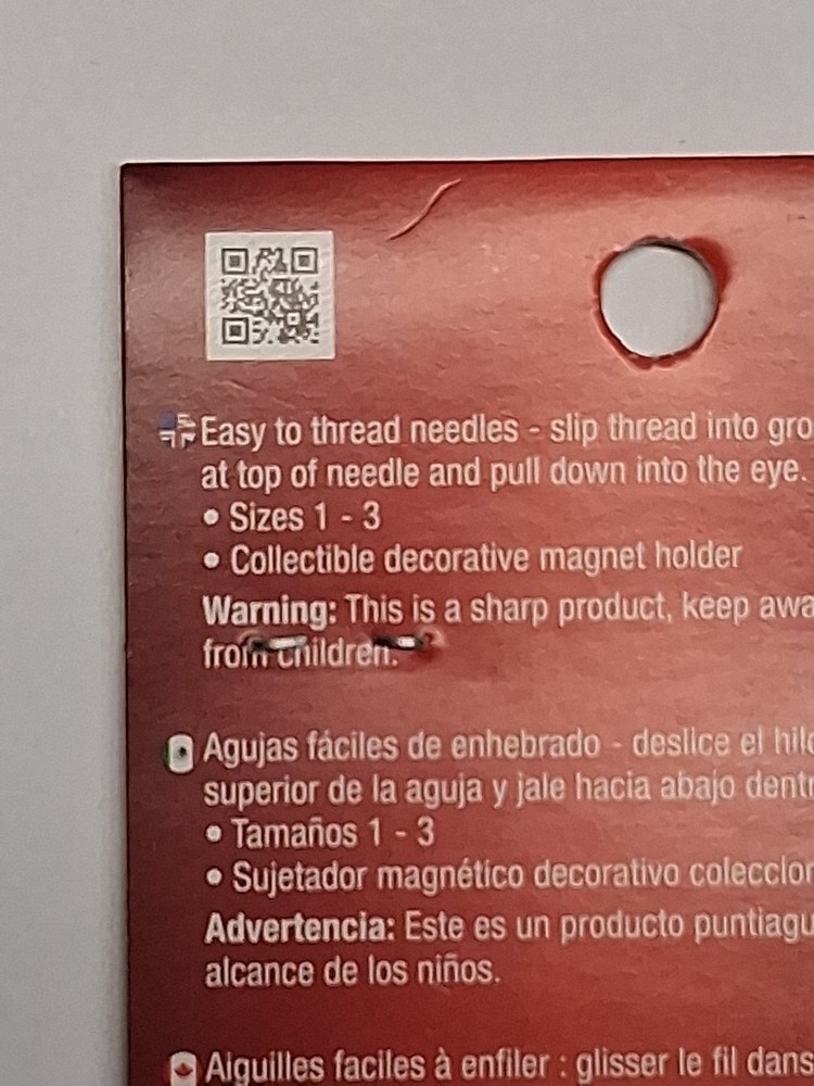 Singer 10 Self Threading needles Decorative Magnet needle Sizes 1-3