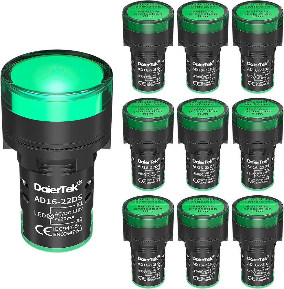 120V LED Indicator Light Green 110V Power Energy Pilot Light Saving Ind