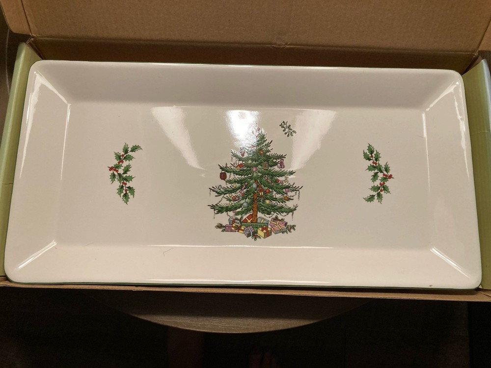 NIB Spode Christmas Tree 14” Rectangular Tray Service Ware Portmeirion Group