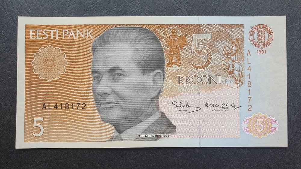 ESTONIA 5 krooni 1991, UNC