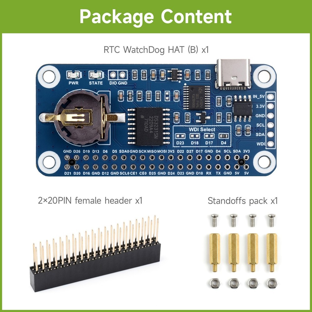 Waveshare RTC WatchDog HAT (B) For Raspberry Pi Onboard DS3231SN High Precision