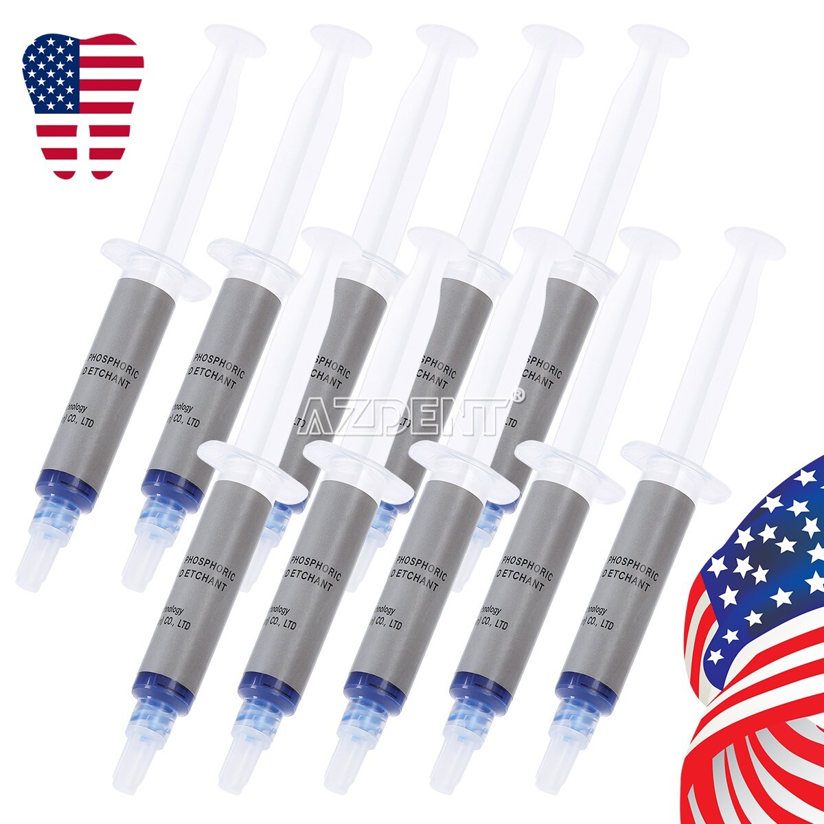 10Pcs Dental 37% Gel de Grabador de Ácido Fosfóric Compuesto F Esmalte y dentina