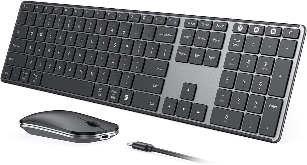 Ultra-Slim Multi-Device Wireless Keyboard & Mouse Combo - Quiet, Stylish Design