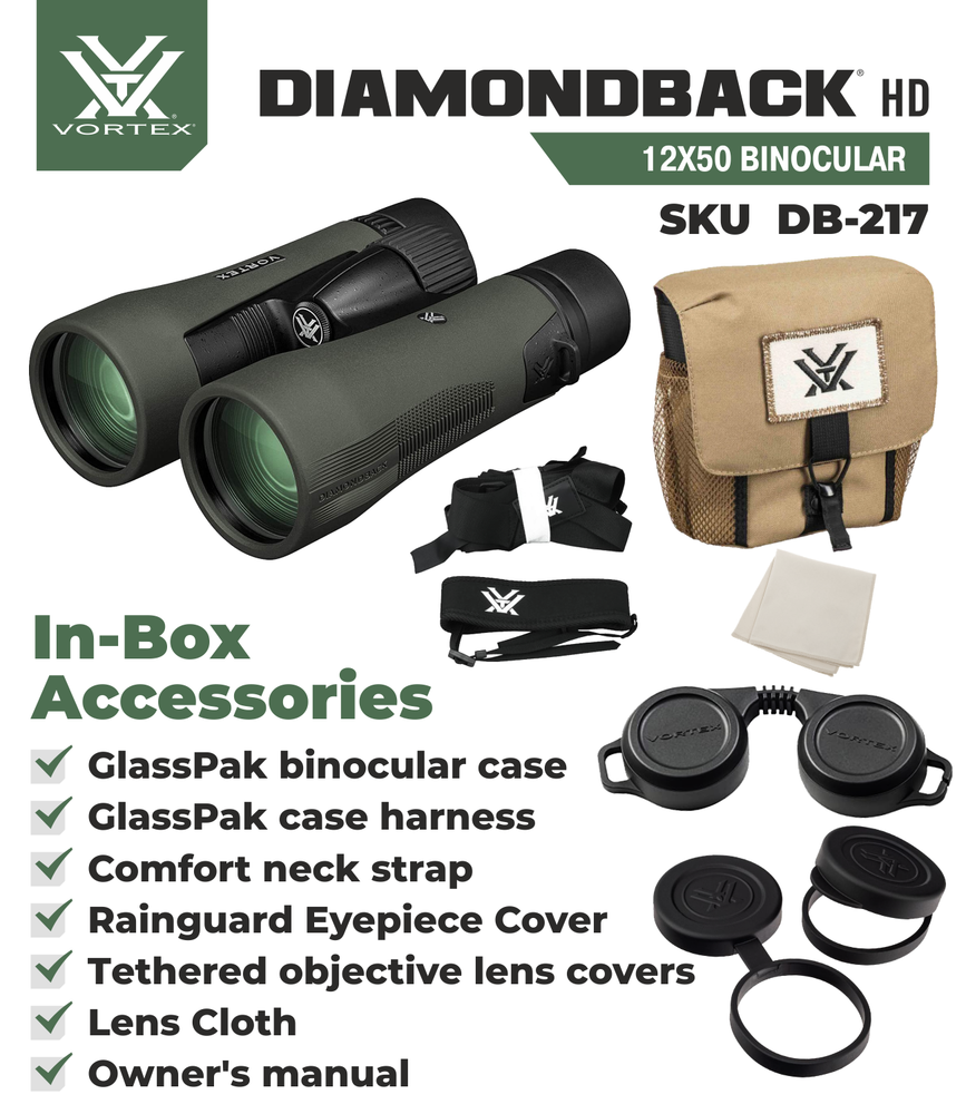 Vortex Optics Diamondback HD 12x50 Binocular with Free Camo Digital Hat Bundle