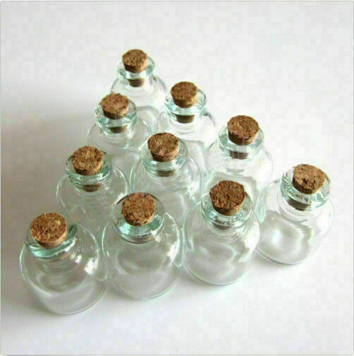 Lots 10 unit 4ml 22x28mm Empty Tiny Small Clear Cork Message Glass Bottles Vials