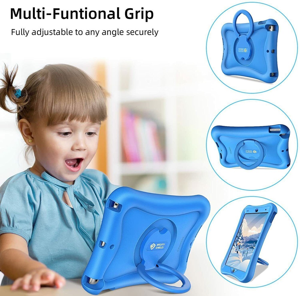 For iPad 9th/8th/7th Gen Rotating Stand Case Rugged Cover with Screen Protector