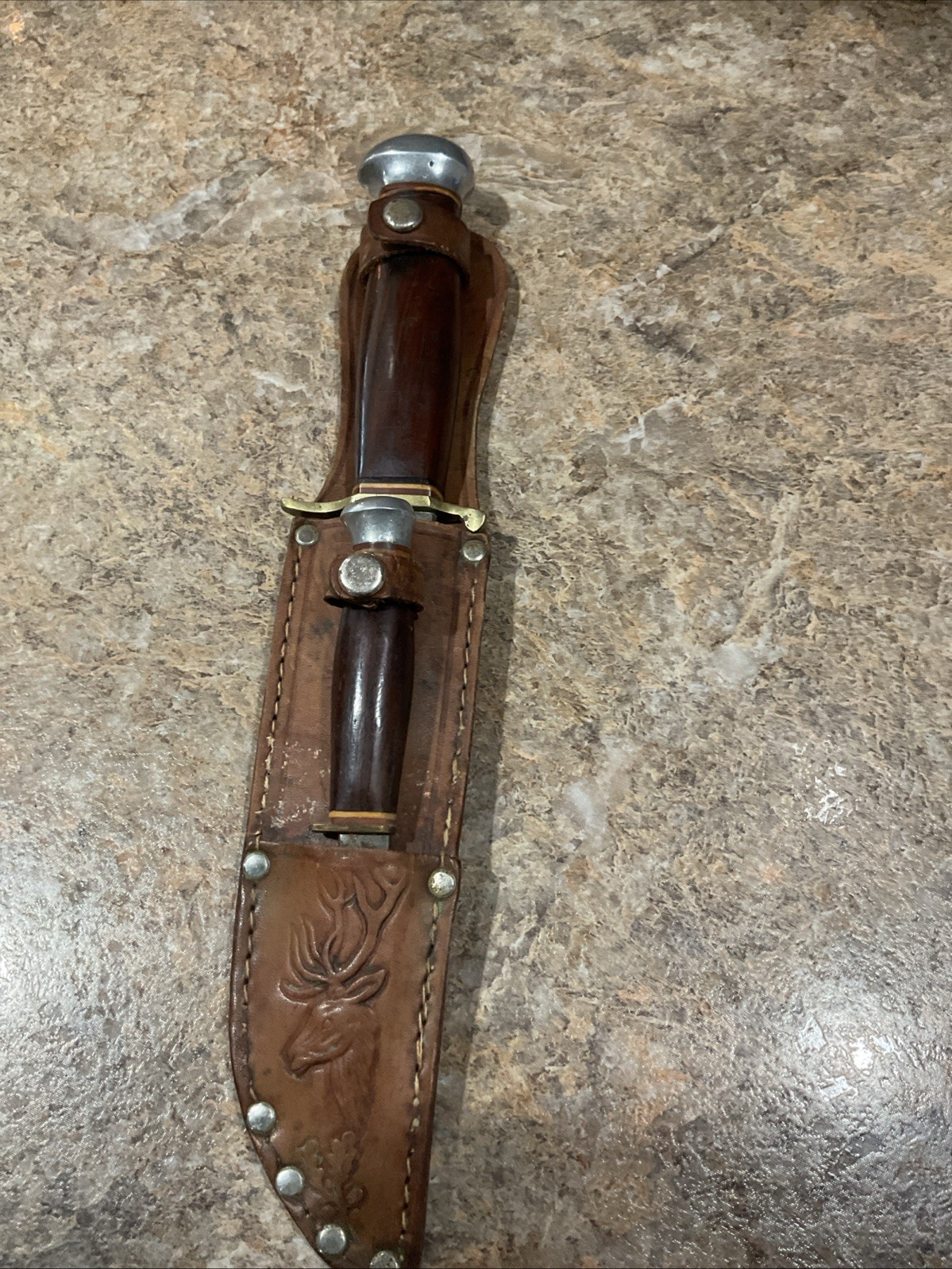 Armeso Piggy Back Solingen Bowie Fixed Blade Knife Used