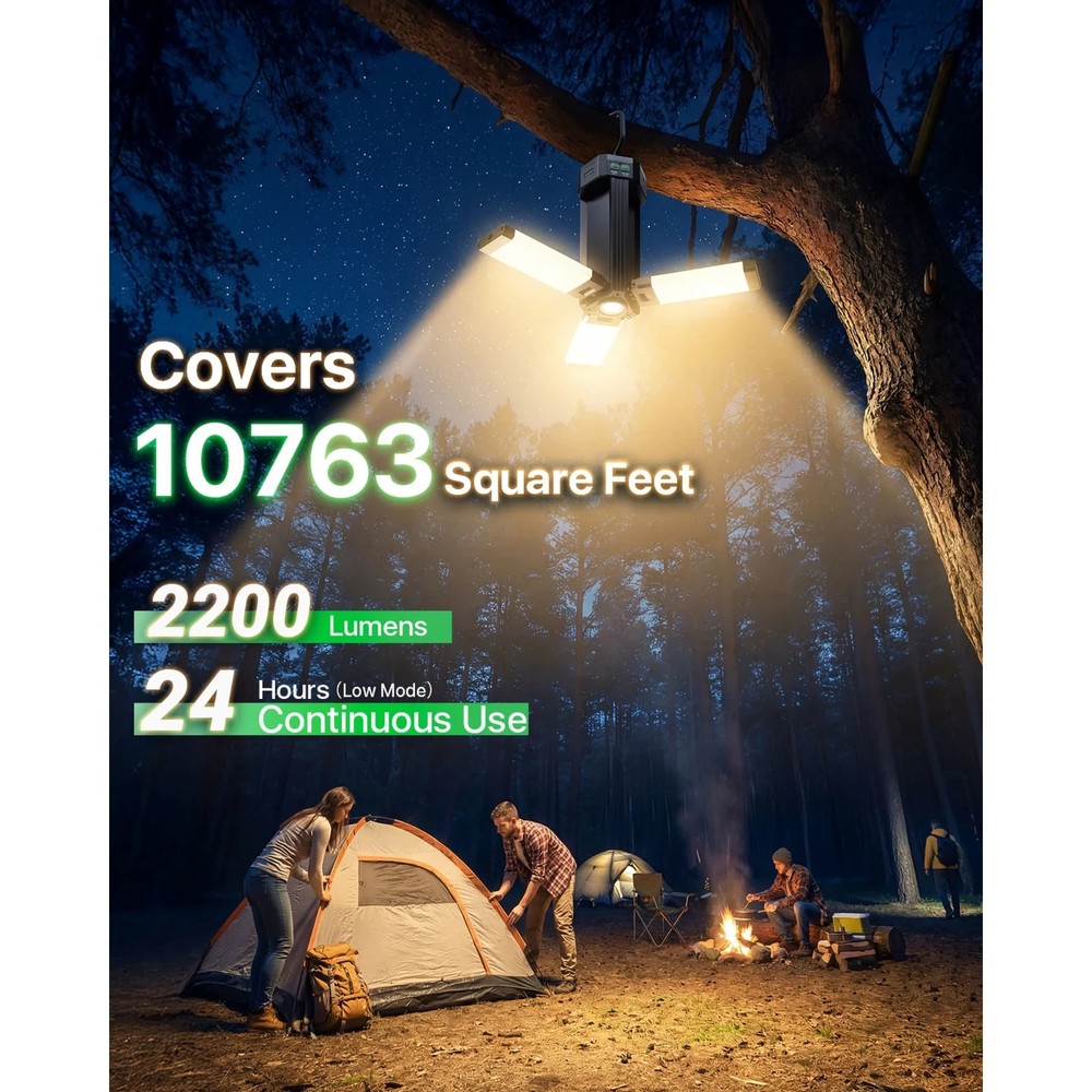 Rechargeable LED Work Light 10400mah, 3-Panel Foldable Magnetic Light with Flash