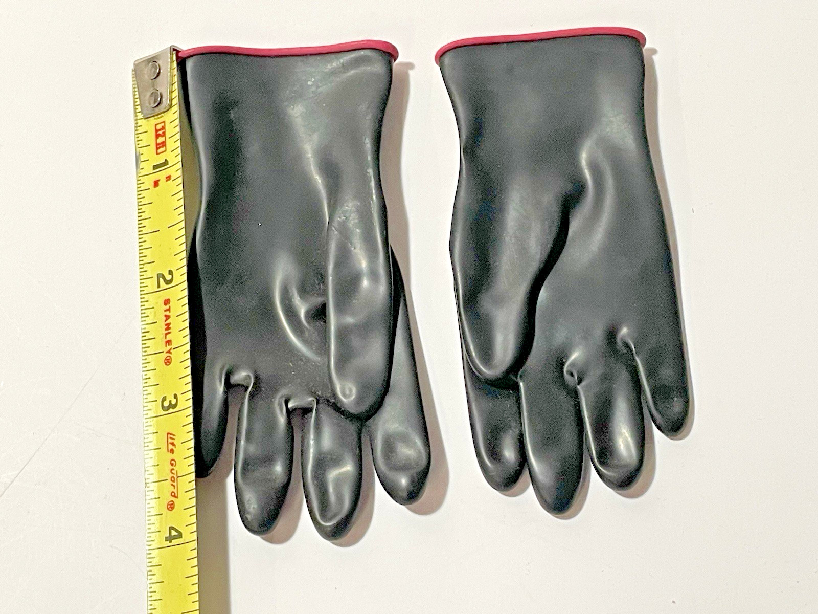 Vintage PAIR OF Miniature 4" Black Salesman's Samples Rubber Gloves