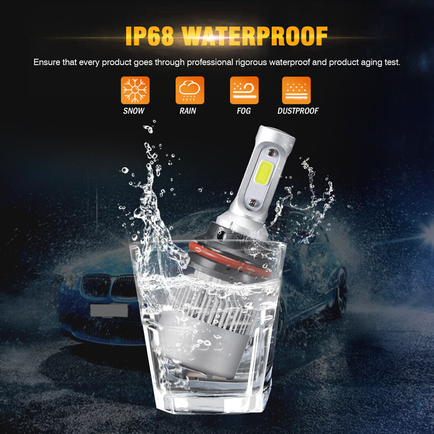 Pair HB5 9007 LED Headlight Conversion Kit Bulbs High Low Beam White 6000K Lamps