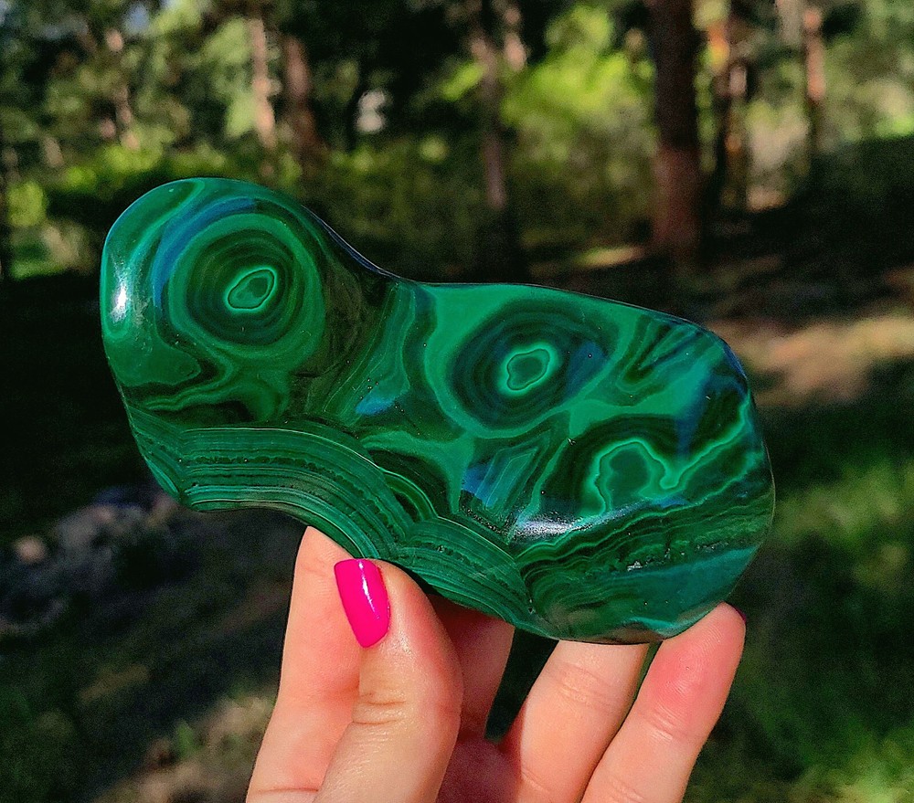 Polished Malachite Freeform From Congo 12.4 Cm's