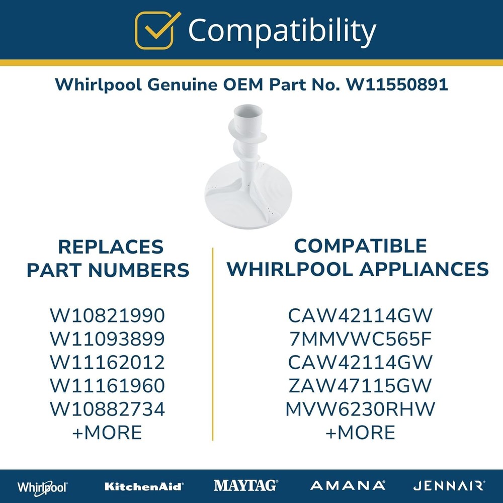 Washer Agitator Assembly Replacement for Whirlpool W10821990 W11162012