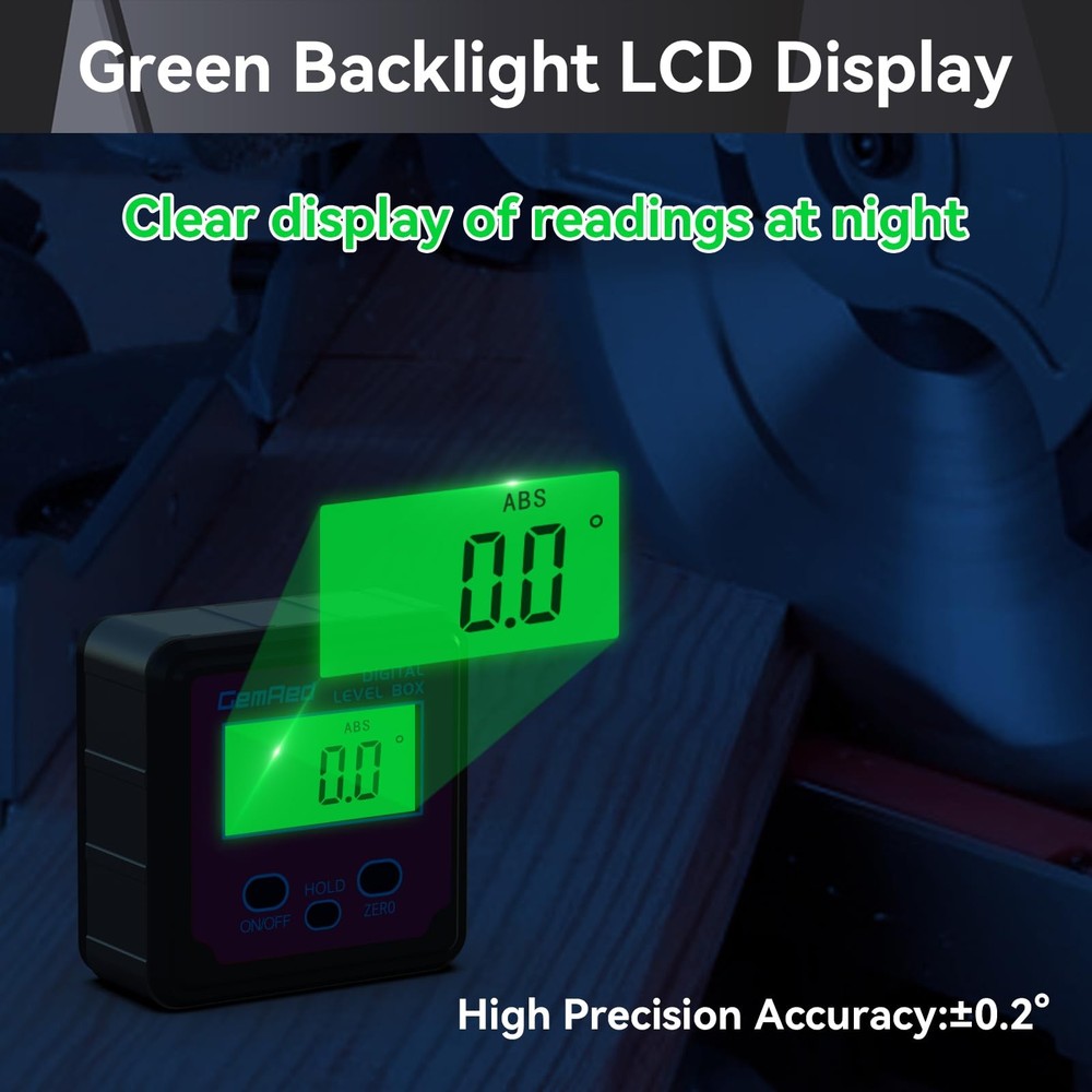 Digital Angle Gauge, Aluminum, Hold Function, Protractor, Inclinometer, Bevel