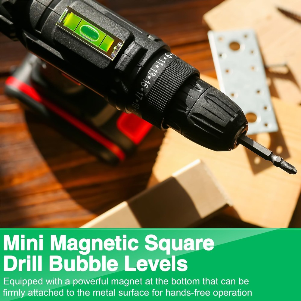 Dreyoo 9 Pcs Small Bubble Spirit Level, Mini Magnetic Square Drill Bubble...