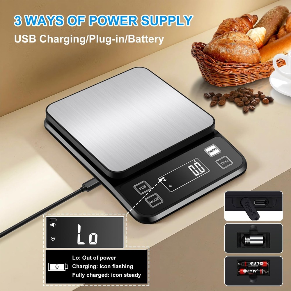 22lb Waterproof Kitchen Scale, 0.1g High Precision, Digital Kitchen Scale Wei...