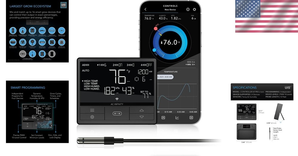 Automated Grow Environment Controller with Temp, Humidity, and VPD Controls