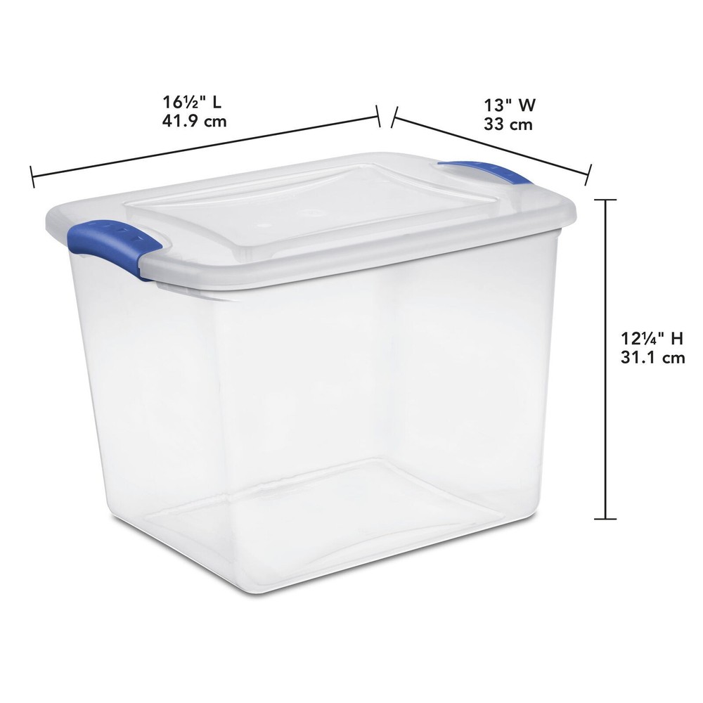 4 Pack 27Qt Blue Stackable Storage Box Durable Containers Bin with Latching Lids