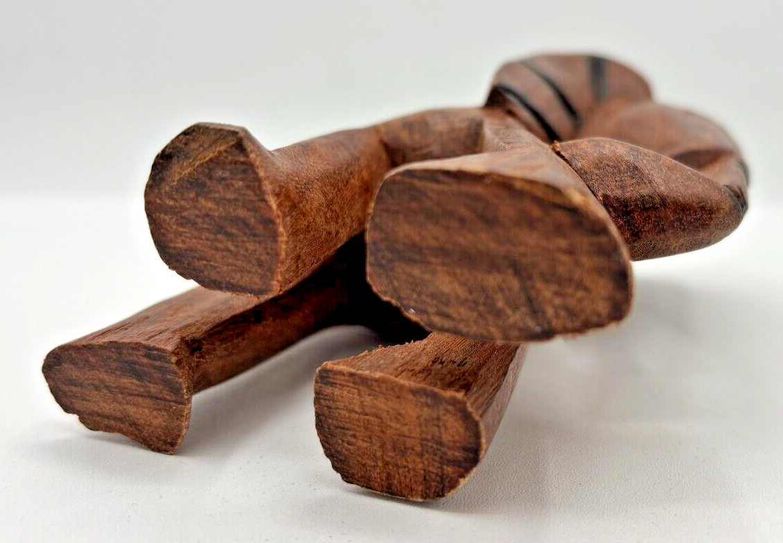 Vintage Hand Carved Wooden Elephant Figurine Rosewood Primitive Africa 5.5"H