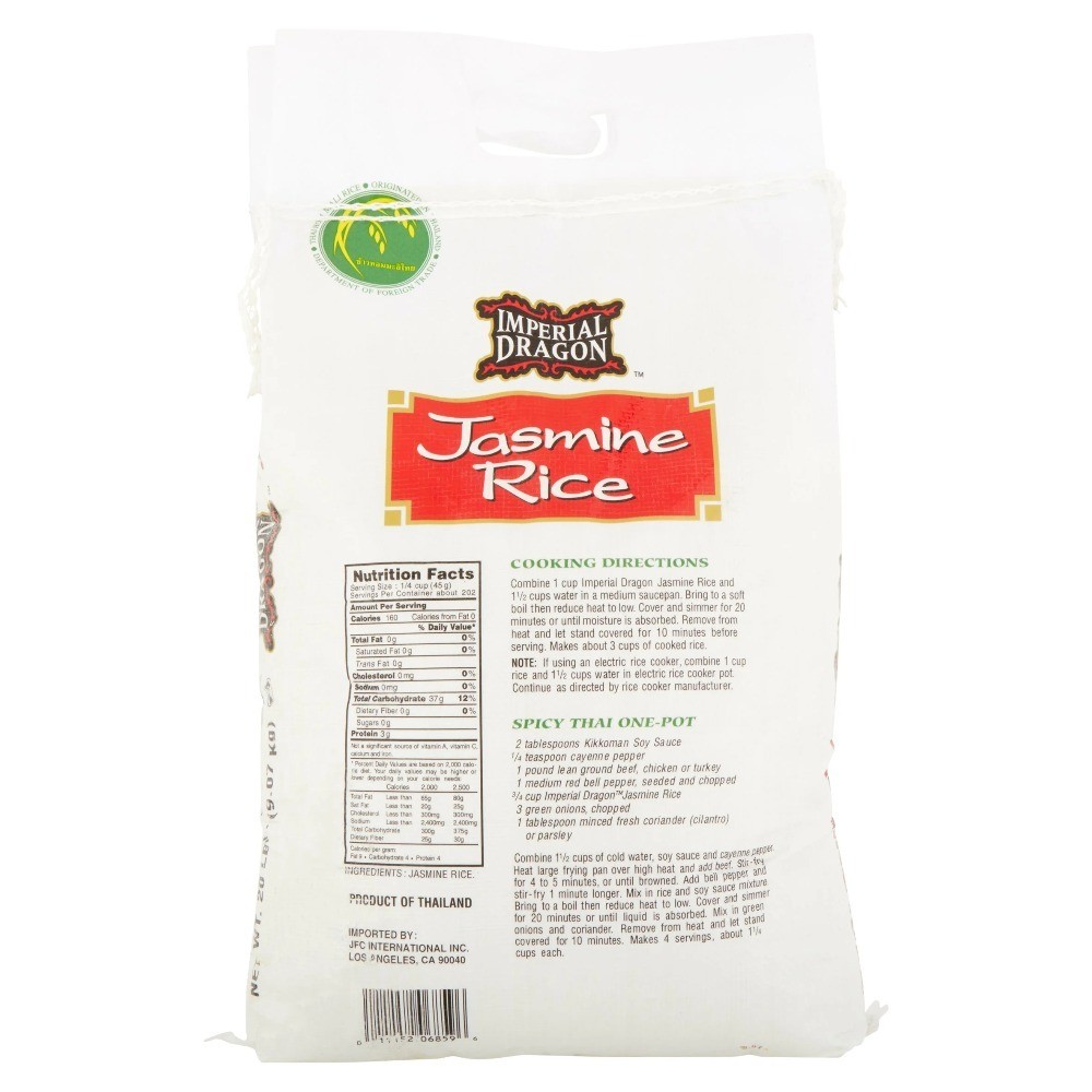 Jasmine Rice, 20 lbs, Non-GMO