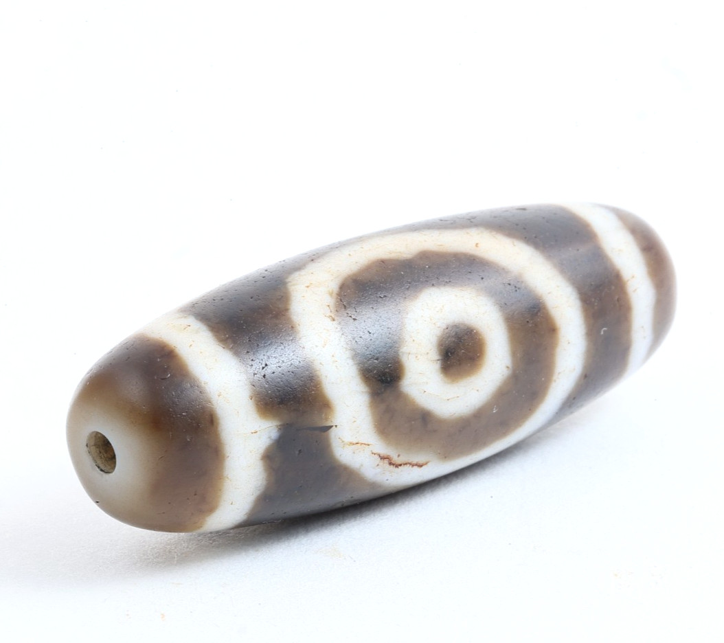 Tibetan Double Tiger-Tooth Eye-in-Eye Dzi Bead Agate Taiwan Handmade Amulet