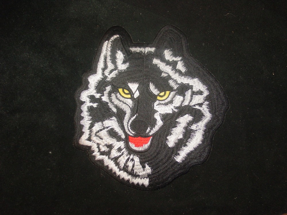 Black  Wolf   Patch  jacket ,Vest   Large    8" X  9"